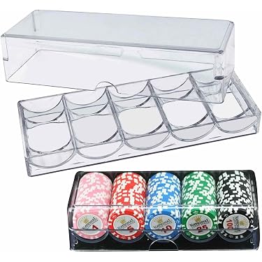 Plateau De Poker En Plastique – Capacité 350 Jetons – Noir – 37,5 X 25 Cm – Rangement Robuste Pour Soirées