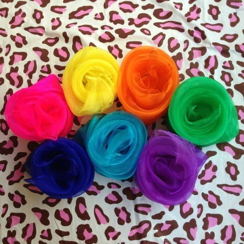Ayygift Rainbow Color 7 Music Rhythm Juggling Scarves 24" Square Fun Magic Show Scarves