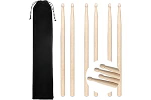 Drum Sticks 5a Maple With Bags NOCHME 3 Pair 5A Classic Professional Wood Wooden Tip Drumsticks Set For Beginners Students And Adults