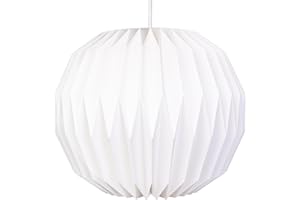 TABEAH HOMEWARE Tabéah Handmade Paper Origami Ceiling Light Shade - Pendant Lamp Shade Lampshade - Lightshade for Bedroom, Nursery, Living Room, White, 34 cm