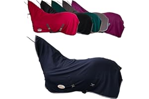 ‎MARENGOS Marengos - Abschwitzdecke Economic mit Halsteil | Pferdedecke m. Kreuzgurt, Metallverschluss, Schweifkordel | atmungsaktive Fleecedecke | Pferde-Outdoordecke | Pferde Zubehör in Marine | 155cm