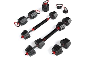 DICAO Adjustable Dumbbell Pair 20kg, 4 In 1 Kettlebell Set, Anti-Slip, Hand Weight Barbell For Home Gym, Muscle Exercises For Men & Women, Bodybuilding Strength