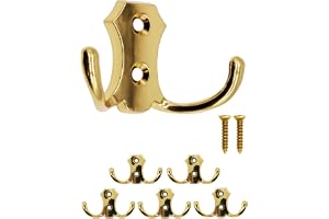 Fuxxer® Klassiska garderobskrokar, klädkrokar, dubbla krokar, kökskrokar, järndesign, set om 5
