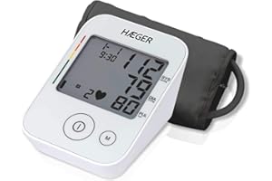 HAEGER DIGI HEART - Tensiómetro - circunferencia del brazalete: 22cm - 30cm, detección de arritmia cardíaca, clasificación de nivel de presión arterial, bolsa para el almacenamiento