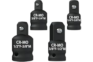 QINOUSTORE Zestaw adapterów – 4 adaptery do kluczy nasadowych 1/4", 3/8", 1/2" – adapter czworokątny do grzechotki, klucza dynamometrycznego, wkrętarki udarowej – narzędzie stalowe Cr-Mo do warsztatu i