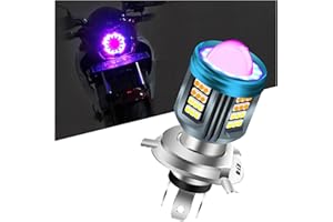 NHHEO HB2 H4 LED Phare Moto Ampoule Rouge Bleu Angel Eye 25W 6000K Avec Spot Super Lumineux Moto Feux de Route/Croisement Blanc+JaunâTre 4 Modes d'éclairage Plug And Play 12V-80V 1PCS