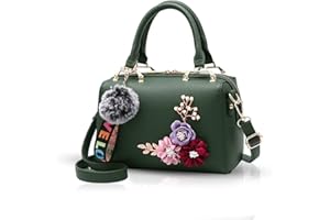 NICOLE & DORIS NICOLE&DORIS New Handbag for Women top Handle Bags Floral Handbags Shoulder Bags with Pompom Pendant Crossbody Bag Barrel Women Bags