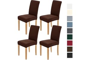 AngLink Stuhlhussen 4er Set Braun - Stretch Stuhlbezug Waschbar Langlebig Universal Stuhl Hussen für Bankett Hotel Küche Restaurant Haus Hochzeit Deko