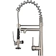 Beelee Professional Kitchen Sink Tap, High Arc 360° Swivel Single Lever Mixer Tap with Pull Down Spring Spout and Pot Filler, Brushed Nickel, BL17092N