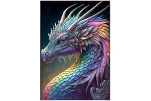 Tomoyuki 5D Diamond Art Painting Kit, DIY Diamond Painting Pictures, Diamond Rhinestone Crystal Cross Stitch Painting Painting by Numbers for Children Adults Home Wall Decoration (Dragon)