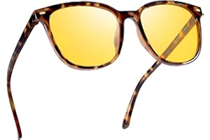 Myiaur Lunettes de vision nocturne pour femme - Lunettes polarisées anti-reflet pour conduite de nuit plus sûre - Verres jaunes carrés pour réduire l'éblouissement des phares