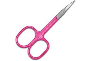 2EASY - Forbici professionali per unghie in Acciaio Inox con estremità curva - ideale per le unghie di mani e piedi, peli superflui e cuticole - estremità ricurva - forbicine extra affilate (Rosa)