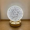 BomKra Crystal Table Lamp Touch Control Star Moon Shaped Night Light USB Rechargeable Glass Decorative Table Lamp with 3 Levels Brightness for Bedroom Living Room Nightstand (B)