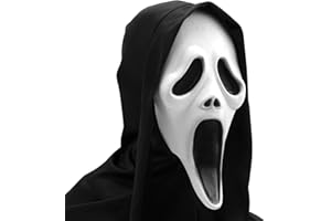 ZZOUFI Scream Maske für Kinder Erwachsene, Ghostface Maske Scary Movie, Halloween Maske Scream, Latex Ghost Face Mask, Gruselige Schrei Maske, Geist Maske