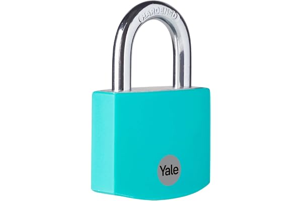 Yale Hänglås i aluminium YE3B/38/119/1/TE blågrön, 38 mm kropp, stålbåge, 3 nycklar