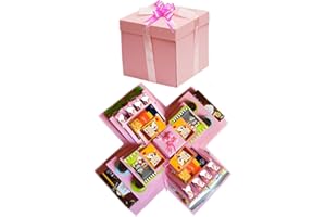 MRUVTC DIY Explosion Gift Box explos,5 Layer Snack Explosion Box，Explosion Gift Box explos,Creative Explosion Box For Gift, Wedding Birthday Valentine Anniversary Christmas Festival (Pink)