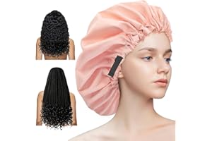 Aquior Extra Adjustable Double-Layer Waterproof Reusable Shower Cap, Large for All Hair, Girls Spa Bath, Soft for Women Long Hair (Champagne)