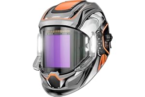 ANDELI Welding Helmets with Lights, Panoramic 180° View 3.94"X3.74" Helmet for Welding Auto Darkening True Color with 4 Arc Sensor Welding Helmet for Men for TIG MIG ARC Welding