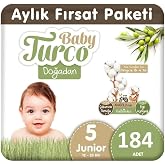 Baby Turco Doğadan Bebek Bezi 5 Numara Junior 184 Adet,28005184184