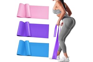 HUIYOUJIU 3Pcs Resistance Bands Set - Fitness Exercise Bands, Elastic Bands, Pilates Bands with 3 Resistance Levels, Long Stretch Bands for Yoga, Pilates, Stretching, Strength Training (Pink, Purple, Blue)