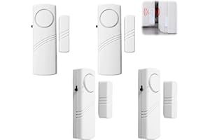 CVMGO 4PCS Wireless Door Window Alarm 95dB Loud Burglar Alert Window Door Siren Sensors Magnetic Home Security Senso for Kids Safety Burglar Bell Alarm for Home Office Hotel Shop Garage Shed Gate White