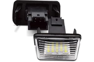 LncBoc LED Éclairage plaque immatriculation auto ampoules super brillant CanBus Pas d'erreur 6000K blanc froid 3W 12V 18 SMD Feux arrière pour 206/207/306/307/308/406/407 ect, 2 Pièces