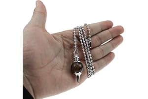 JPGhaha 2 Pcs Light Pull Chain Tiger Eye Natural Stone Crystal Agates Pendulum Pendant 85cm Ball Pull Chain Extension Connectors Fit for Ceiling Light Fan Switch Weight Blind Pull Cord Bathroom