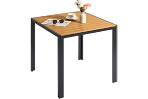 ‎LIFERUN LIFERUN Gartentisch Aluminium, 75x75cm WPC Balkontisch Wetterfest, Quadratisch Terrassentisch, Esstisch Outdoor, Hitze- und Wetterbeständig, rutschfest- Teakbraun