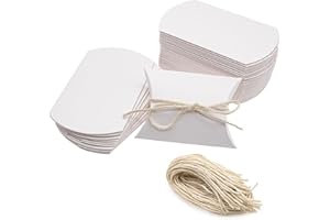 KYYLZ 50 Pezzi Scatole regalo Natale piccole,Scatole Carta Kraft Vintage,Scatole Carta Caramelle Kraft per Regalocon Corda,Scatoline Portaconfetti Kraft,Per Festa Laurea Matrimonio Compleanno(bianco)