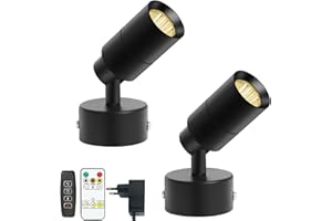 Monsing LED Spotlight Lights, Cabinet Light, Picture Lights, Accent Lights, Wall Lamp with Switch and Plug, 5 W, 3 Colours, Dimming, Timing, Wireless Controller, Uplit Floor Spotlight, Plant Picture