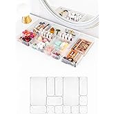 13 L&uuml; &Ccedil;ekmece İ&ccedil;i D&uuml;zenleyici Organizer Seti, Mod&uuml;ler Tasarım, Şeffaf Plastik, Makyaj Banyo Takı Organizeri (13 L&Uuml; SET)