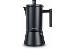 Easyworkz Diego Espressokocher für den Herd, Edelstahl,italienische Kaffeemaschine, 6 Tassen 300ml Mokkakanne,Induktions-Espressokanne,Mattschwarz