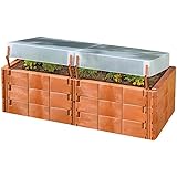 Juwel Hochbeet „2 in 1“ terracotta (mit 2 Thermohauben, Beetsystem mit hoher Wärmeisolierung, Maße 130x60 cm, Höhe 51 cm, Hau