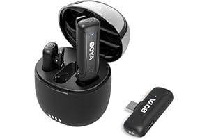 Boya Bezprzewodowy mikrofon krawatowy do Androida, mikrofon USB-C z redukcją szumów, z etui ładującym i transmisją 100 m, czas pracy 32 h do smartfona z systemem Android / laptopa / Osmo Action 2/3,