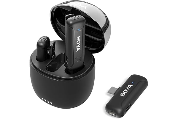 BOYA Micro Cravate sans Fil pour Android, Microphone USB-C Antibruit avec Étui de Chargement et Transmission 100m pour Smartphone/Ordinateur Portable Android-BY-WM3T-U2