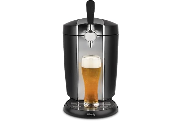 H.Koenig Tireuse à Bière BW1778, Compatible tous Fûts Universels Pressurisés de 5L, Inox, Poignée et Plateau Amovible, Professionnelle, Universelle, Refroidissement intégré 4°C