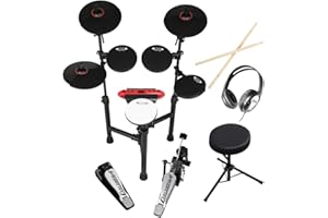 Carlsbro CSD130 R-PLUS electronic drum kit with stool & headphones – 8-piece foldable beginner set, 250 drum voices, 20 kits, 20 demo songs, USB MIDI, metronome, silent practice