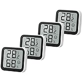 NOKLEAD Mini Hygrometer Indoor Digital Thermometer 4 Units | Temperature and humidity monitors with face icon, comfort indica