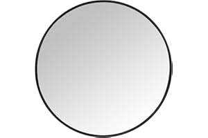 Relaxdays runder Spiegel, Ø 70 cm, mit Rahmen, Wandspiegel für Flur, Bad, Wohnzimmer, Flurspiegel zum Aufhängen, schwarz