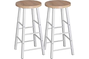 WOLTU 2X barpall bistropall diskpall barstol, ram av robust stål, sits av MDF, ljus ek