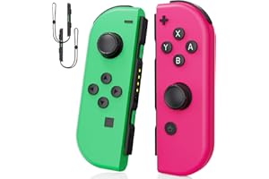 Vinkarpe Switch Controller, 2er-Set Wireless Controller für Switch/OLED/Lite mit 6-Axis Groscope/Doppelte Vibration/Wake up/Screenshot, Controller Switch mit Switch Handgelenkschlaufe - Rosa und Grün