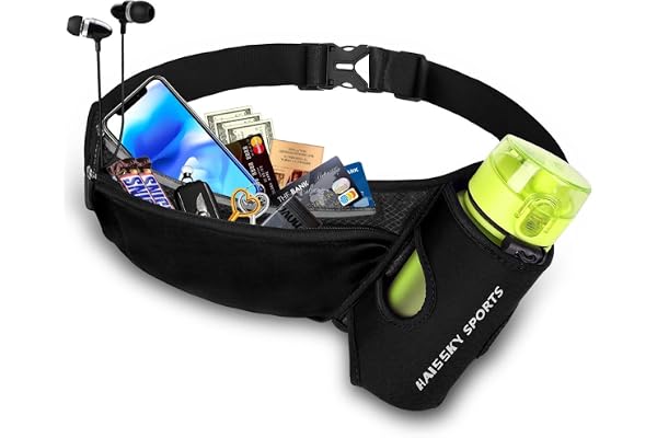 Ceinture de Course Running Belt Sac Banane de Sport Etanche Sacoche Running Belt Réglable Multi-Pochette Légère pour iPhone 16/15/14/13/12 Pro Max Téléphones Jusqu’à 7.0" pour la Course à Pied, Voyage