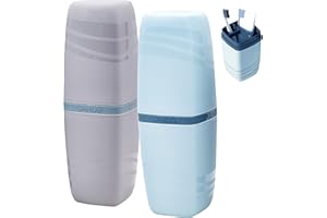 FORYNXHWIN 2 Stück Zahnbürsten Etui, Zahnputzbecher Reisen Zahnbürsten Etui Reise Set, Tragbares Zahnbürstenbehälter Kunststoff Zahnbürstenhülle Zahnbürsten Box für Camping,Schule,Reisen