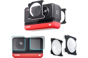 iEago RC Klebbarer Linsenschutz mit 2 Sätze Displayschutz für Insta360 ONE RS/R 360°-Objektiv PC Objektivschutz Selbstklebend Wasserdicht & Anti-Scratch Objektivabdeckung Screen Protector