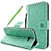 Produktbild Fraelc® Samsung Galaxy A5 2017 Hülle Premium Kunstleder Tasche im Bookstyle Klapphülle mit Weiche Silikon Handyhalter Lederhülle für Samsung Galaxy A5 (2017) Indische Sonne Design Brieftasche - Mintgrün