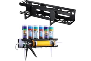 HOLDONELIGHT Soporte para tubos de calafateo y pistola de calafateo con organizador de sellador de base horizontal para garaje y espacio de trabajo, estante de tubos montado en la pared con capacidad para 6 tubos