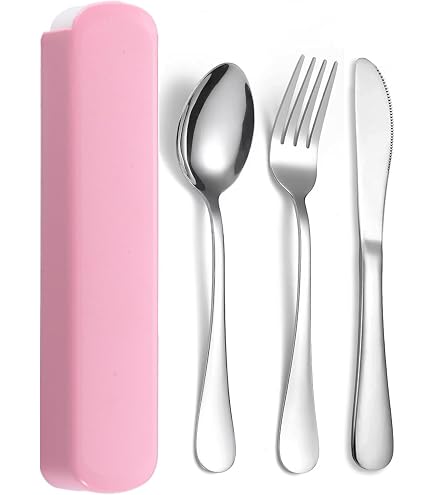 Outlery - Set di posate da viaggio in acciaio inox (colore | WhichOne