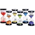 ELECDON Sand Timer Colorful Hourglass Sandglass Timer 1 min/3 mins/5 mins/10 mins/15 mins/30 mins Sand Clock Timer for Games Classroom Home Office(Pack of 6)