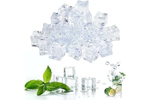 THATSRAD 60 Pz Cubetti di Ghiaccio Acrilico, Riutilizzabili, da 20mm, Cubetti Finto Artificiale Trasparenti Quadrata per Decorazione Domestica e Matrimoni