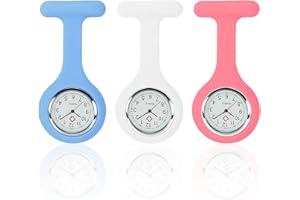 VQUNBG 3 Pcs Montre à Gousset d’Infirmière, Montre Trotteuse avec Clip en Silicone, Professionnels de la Santé